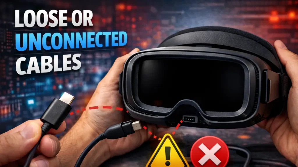 VR headset screen issue loose cables